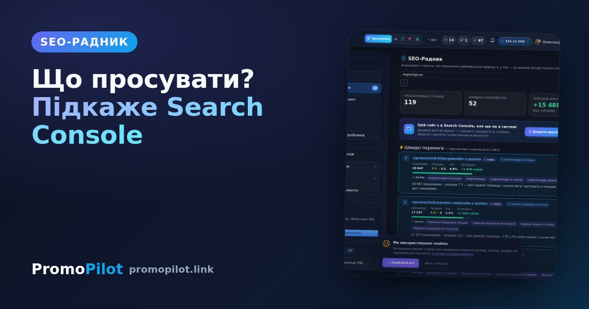 Що просувати? SEO-Радник PromoPilot сам знаходить сторінки на порозі топу